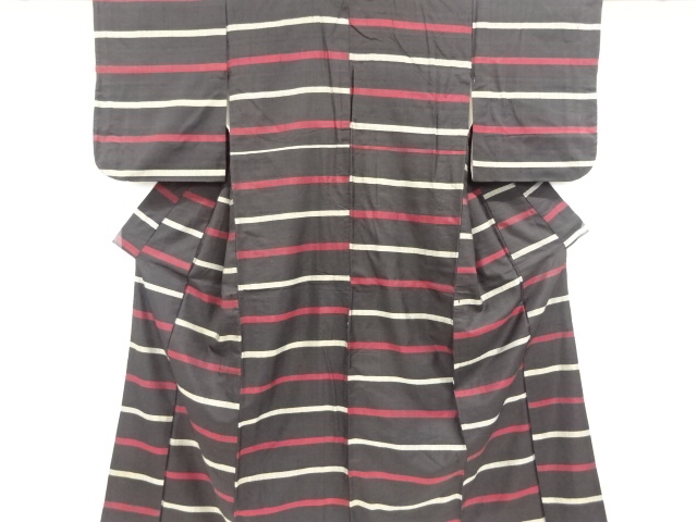 アンティーク　横段織り出し本場泥大島紬着物